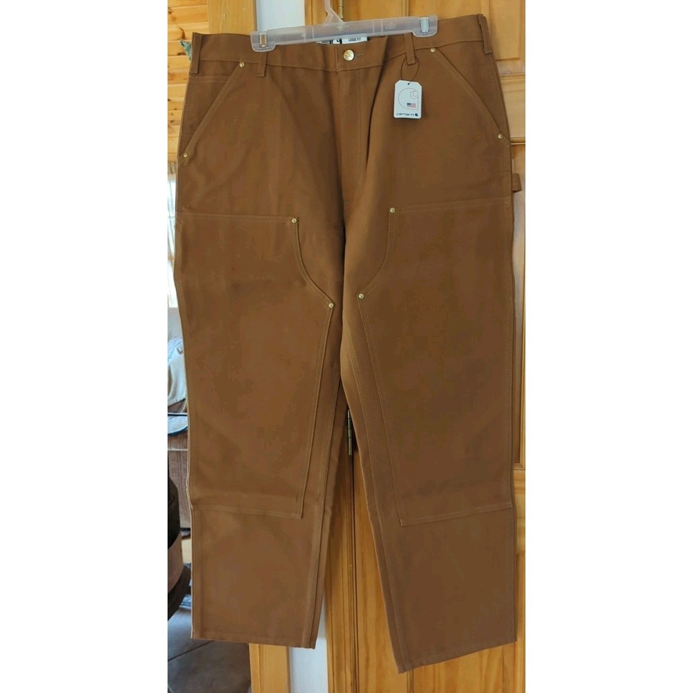 Carhart Pants Brown 40 X 32‎ B01-M Loose Fit Firm Duck Double-Front Utility Work
